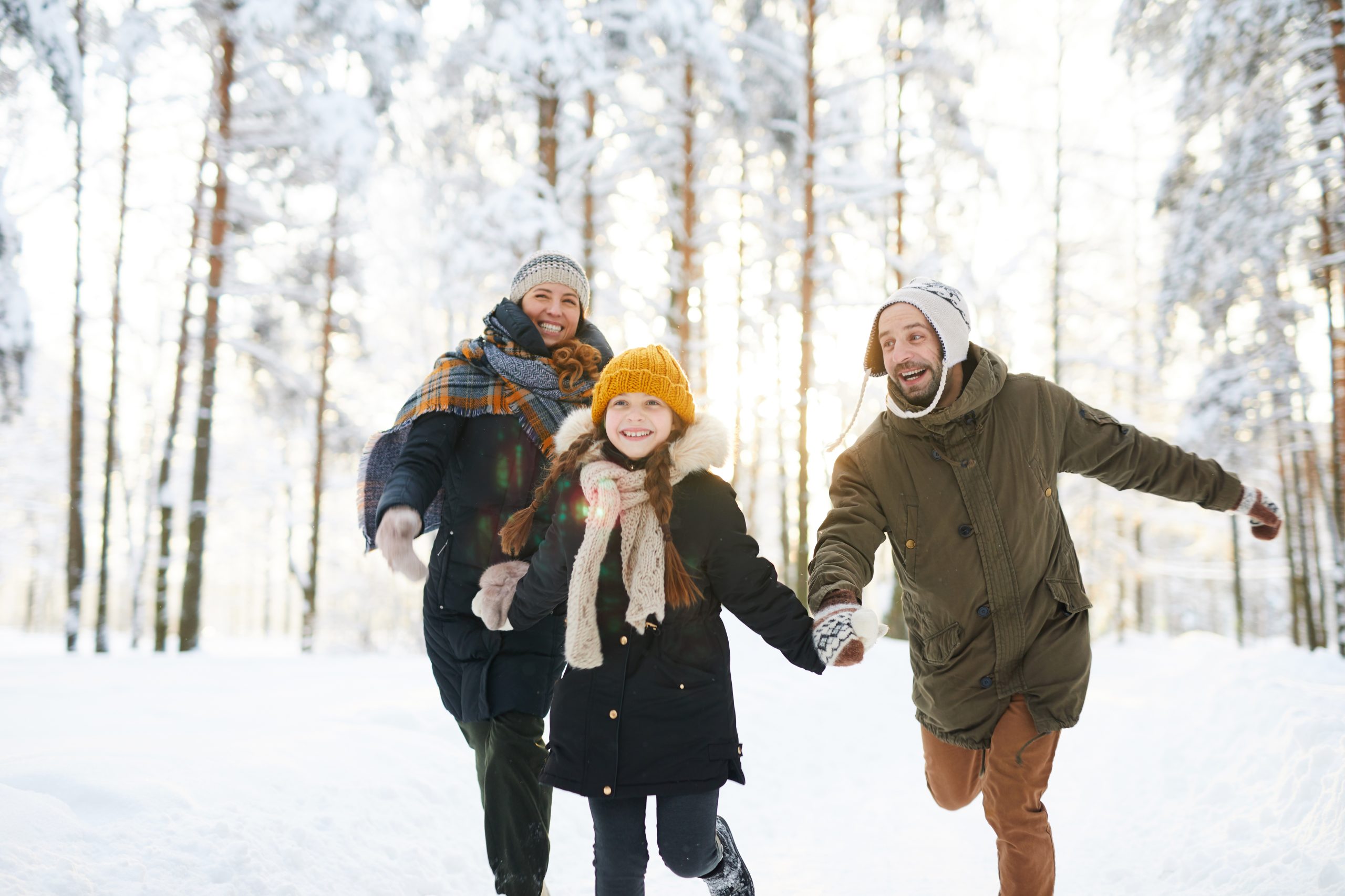 Carefree Family Enjoying Winter