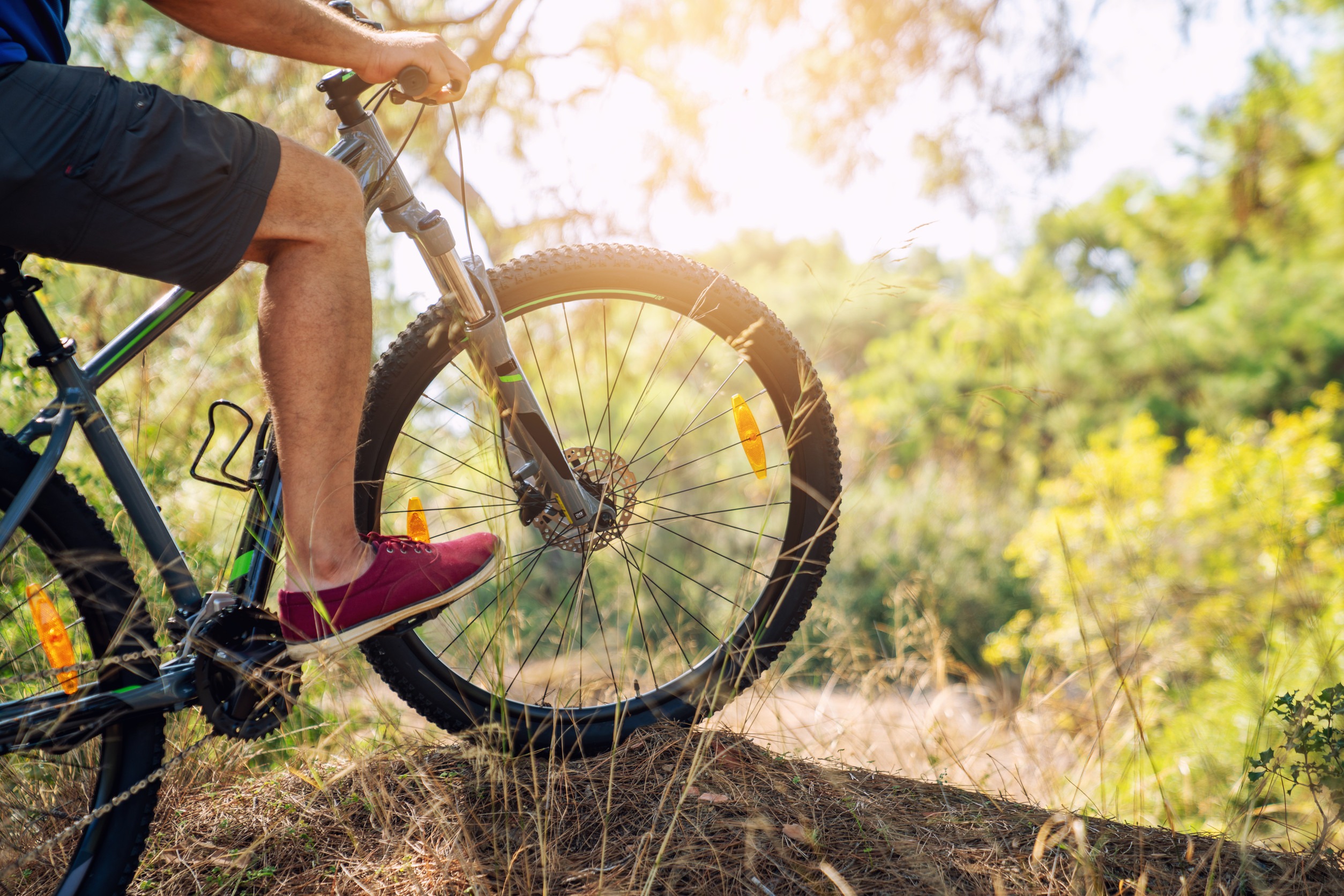 Riding mountain bike in the forest for a healthy life